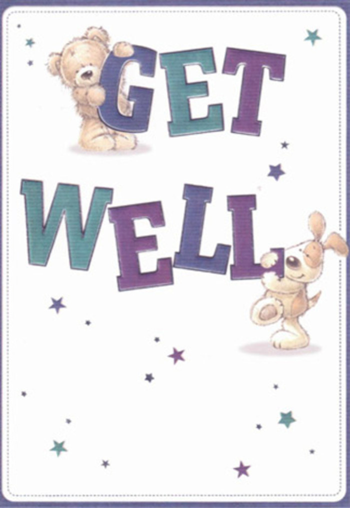 This spirited get well card is a testament to the power of gentle encouragement, vividly illustrated by the joyful companionship of a bear and a puppy. Whimsical stars seem to dance around them, casting good wishes like the soft breeze that drifts across Crystal Palace Park. The large, bold letters-shaded with hues of purple and aqua-anchor the design with confidence and hope, echoing the cheerful mood found along the bustling streets of the Crystal Palace Triangle. There's an almost touchable quality: the bear's plush fur and the puppy's velvety ears evoke a sense of tactile comfort so akin to the sensation of receiving a fresh bouquet from a trusted local florist. As someone who has crafted many such arrangements at Crystal Palace Flowers, I see in this scene the same desire to bolster spirits and create visual delight. Perfect for sending alongside a bouquet or as a stand-alone token of care, this card offers a light, airy embrace-its thoughtful artwork and positive energy ideally suited to lift the hearts of Crystal Palace residents recovering or in need of a gentle pick-me-up.